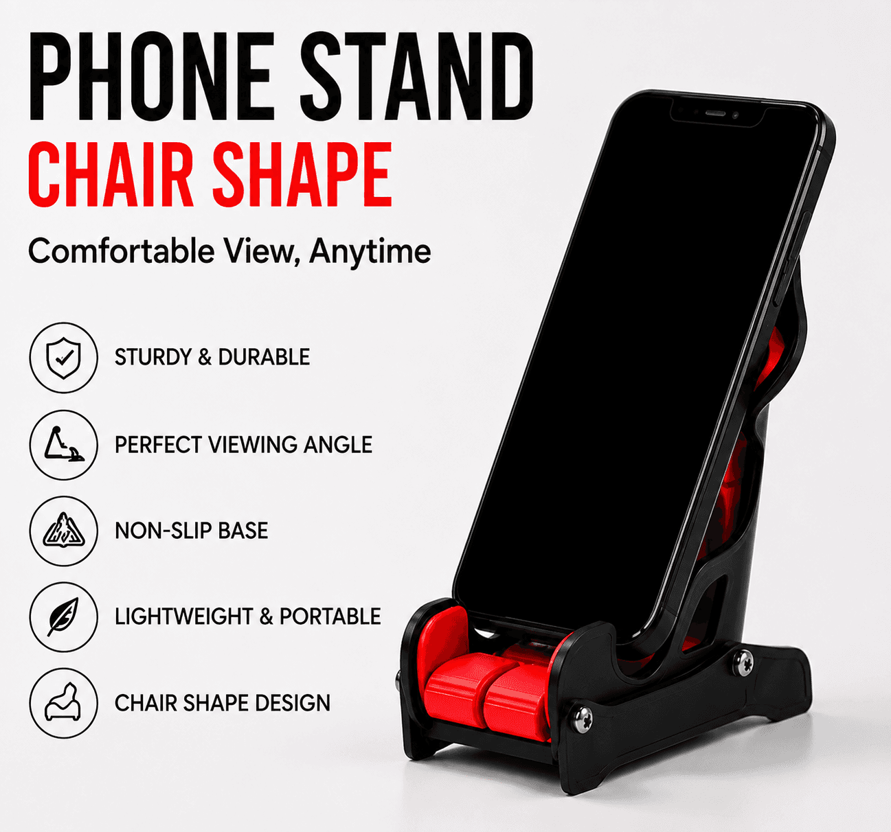 Racing Chair Phone Stand Adjustable Desk Mobile Holder for Gaming Office Video Calls & Watching Movies