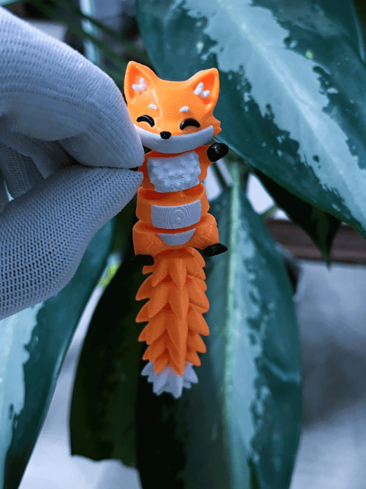Flexi Fox Articulated Keychain – Cute 3D Printed Fidget Animal Keyring 4