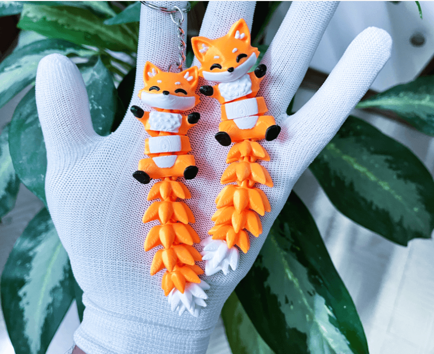 Flexi Fox Articulated Keychain – Cute 3D Printed Fidget Animal Keyring
