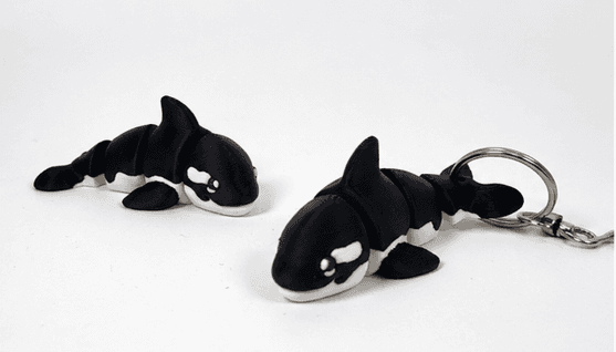 Flexi Orca Whale Articulated Keychain – Cute 3D Printed Killer Whale Keyring 3