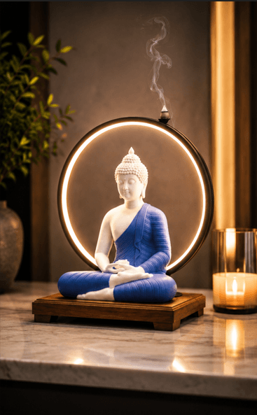 Buddha Meditation LED Halo Incense Holder | Spiritual Home Decor Sculpture 3
