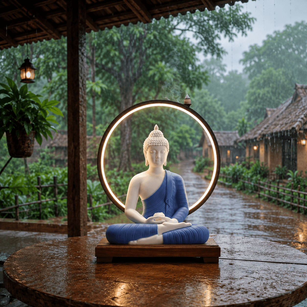 Buddha Meditation LED Halo Incense Holder | Spiritual Home Decor Sculpture 4