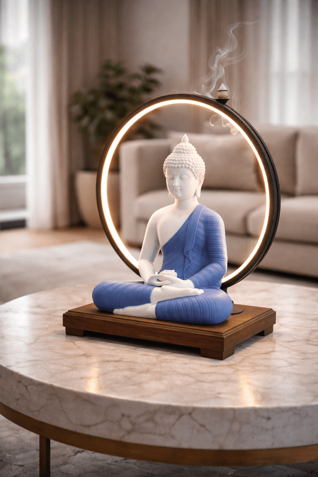 Buddha Meditation LED Halo Incense Holder | Spiritual Home Decor Sculpture 5