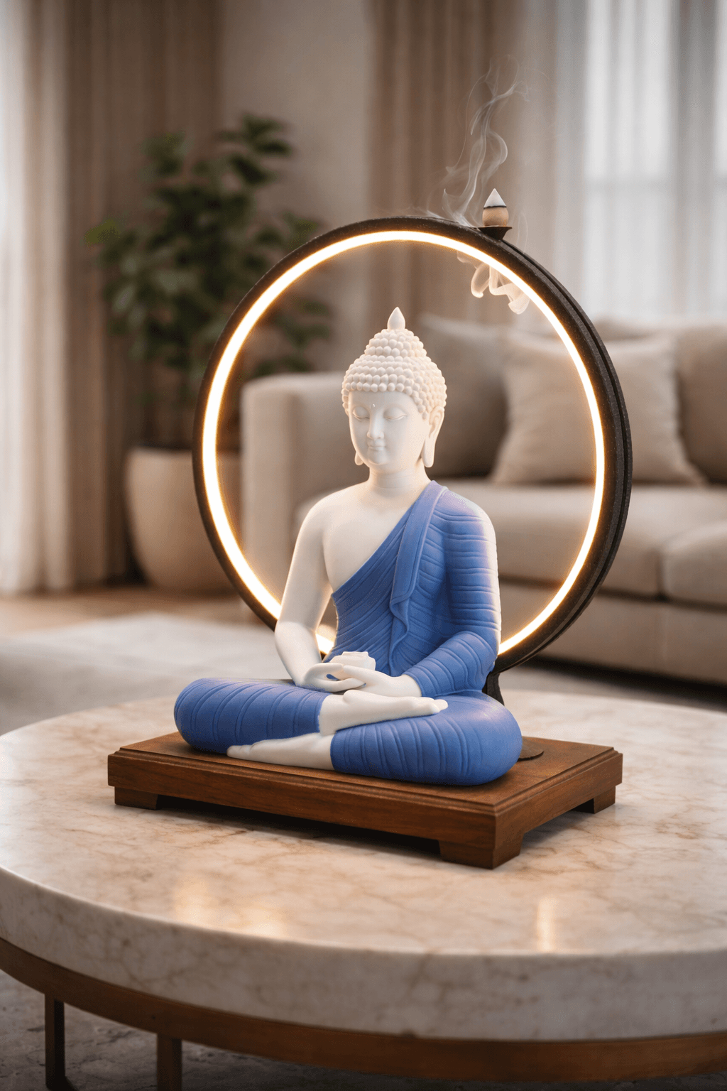 Buddha Meditation LED Halo Incense Holder | Spiritual Home Decor Sculpture 7