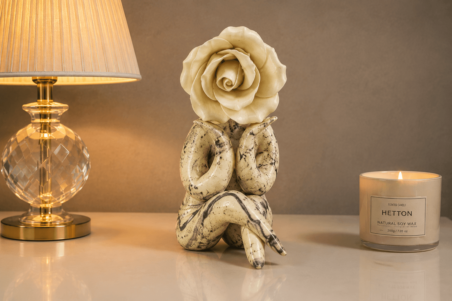 Rose Head Woman Sculpture | Modern Floral Abstract Home Decor 7