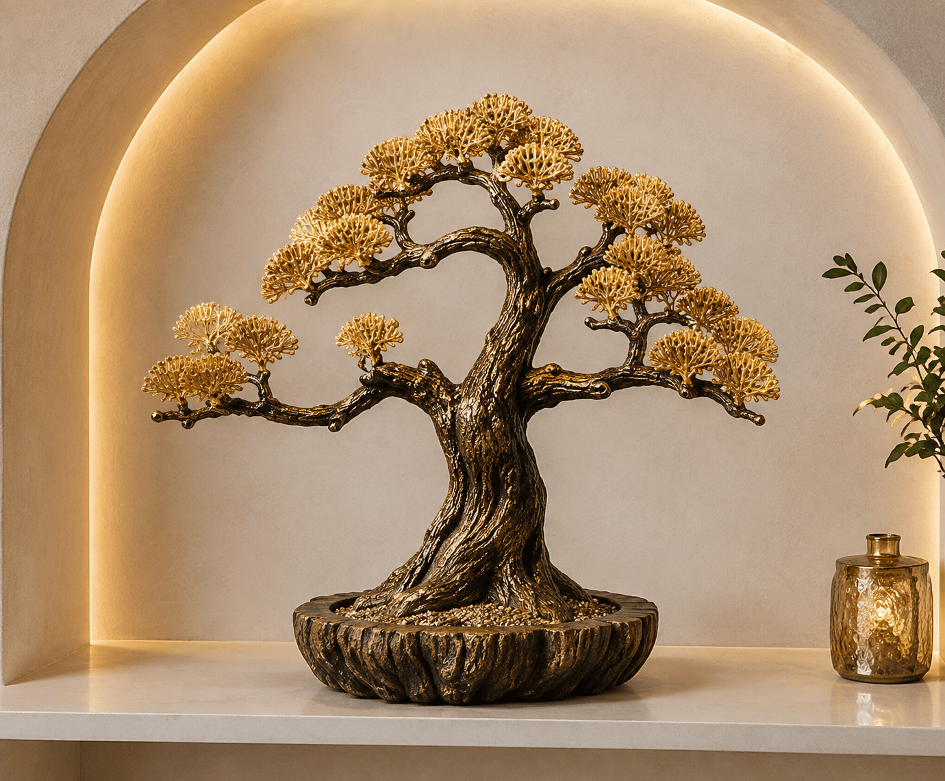 Golden Bonsai Tree Sculpture | Tree of Life Luxury Home Decor 8