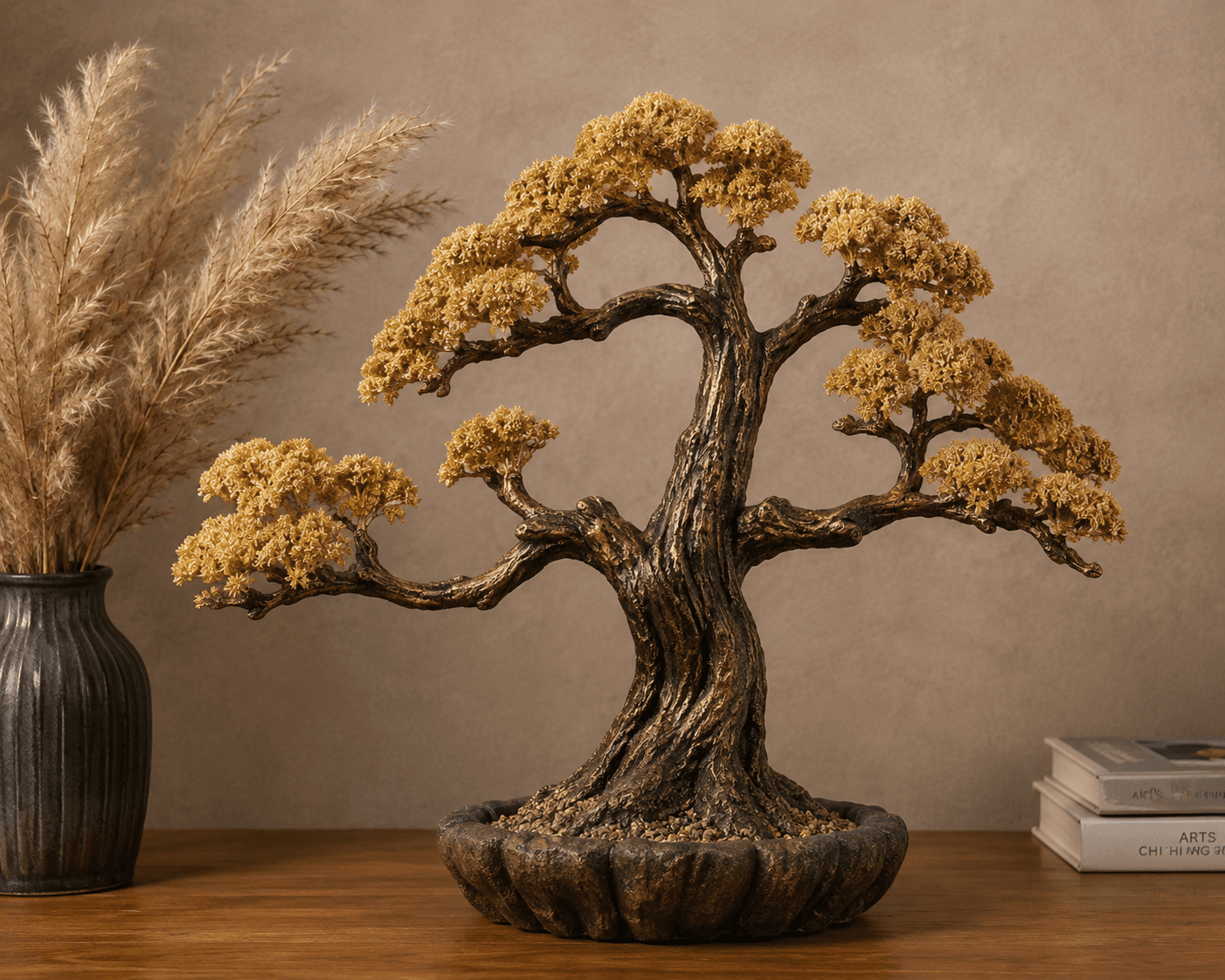 Golden Bonsai Tree Sculpture | Tree of Life Luxury Home Decor