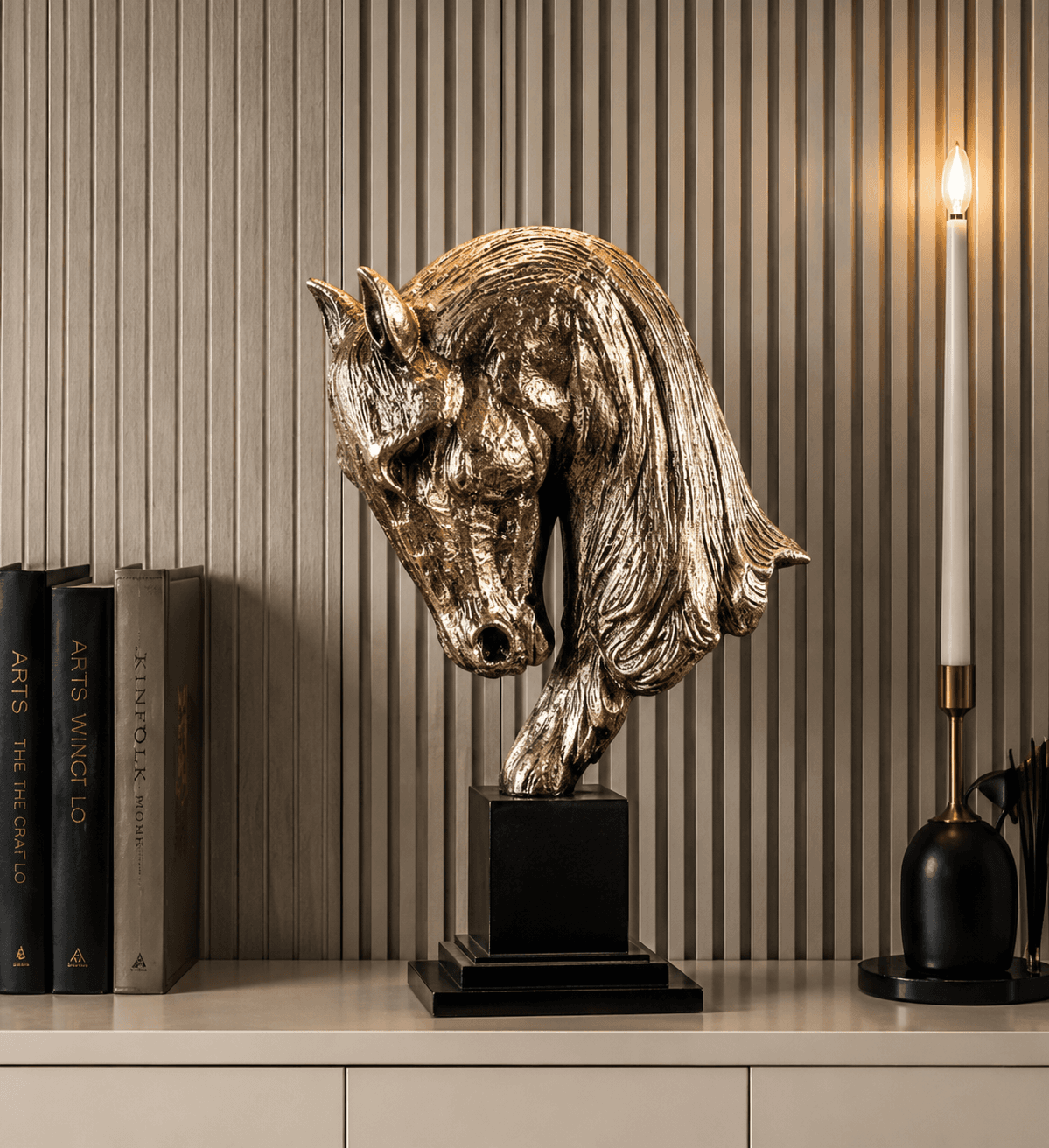 Luxury Horse Head Sculpture | Metallic Equestrian Bust Home Decor 2