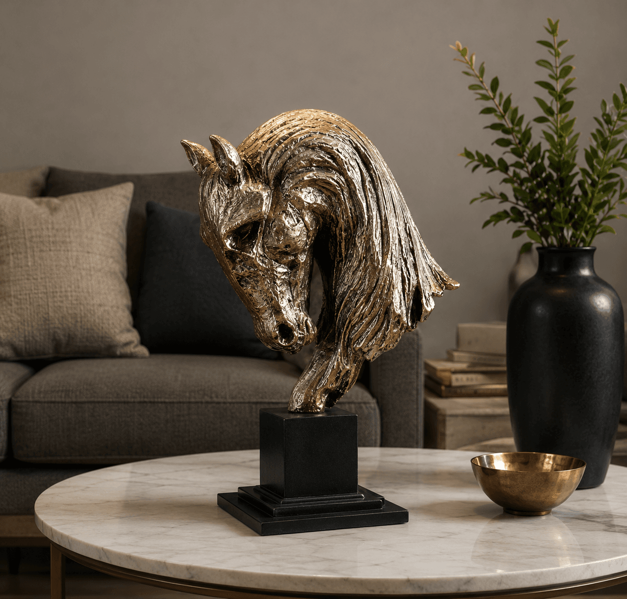 Luxury Horse Head Sculpture | Metallic Equestrian Bust Home Decor 7