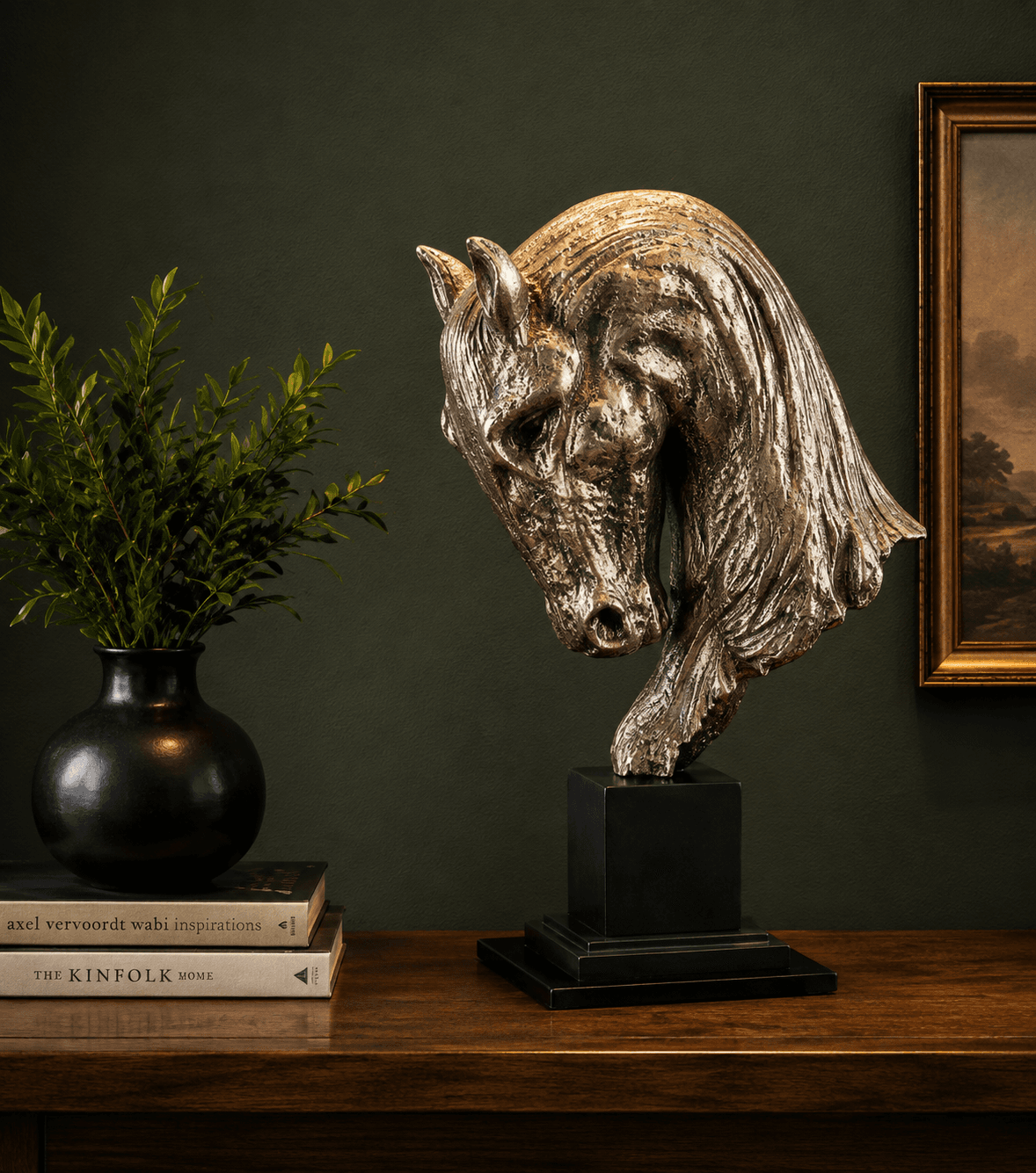 Luxury Horse Head Sculpture | Metallic Equestrian Bust Home Decor