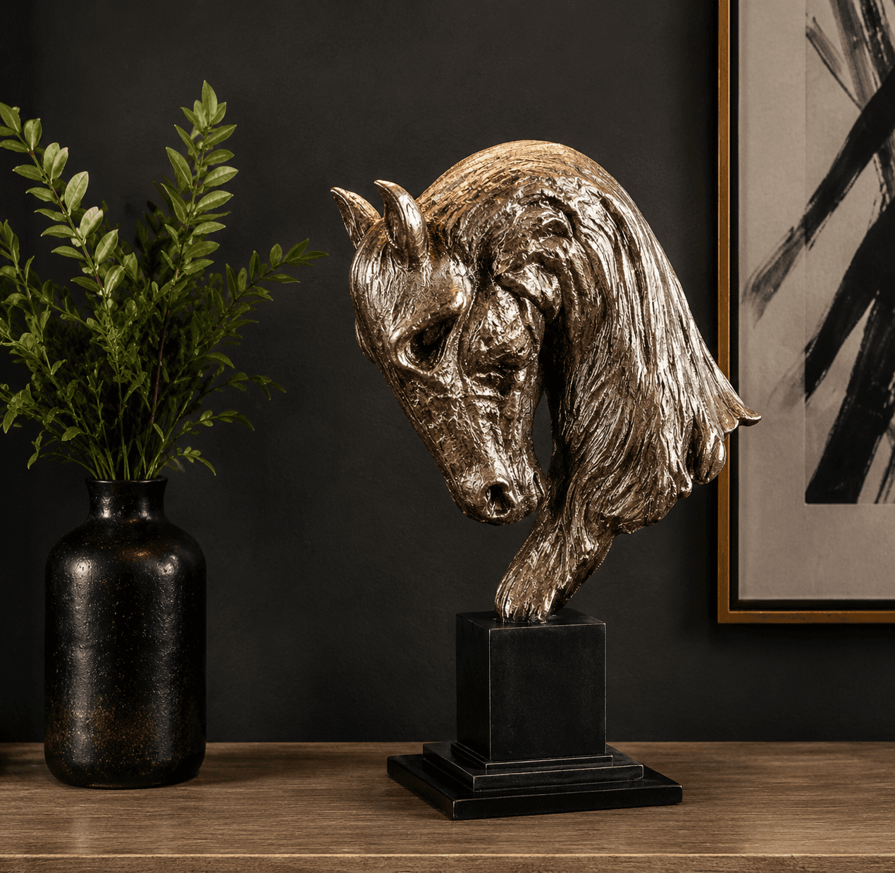 Luxury Horse Head Sculpture | Metallic Equestrian Bust Home Decor 4
