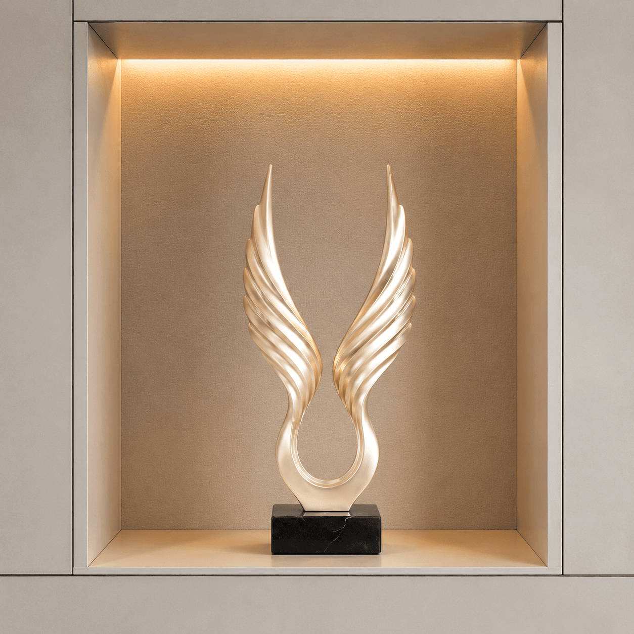 Luxury Angel Wings Sculpture | Gold Wing Home Decor with Black Marble Base 9