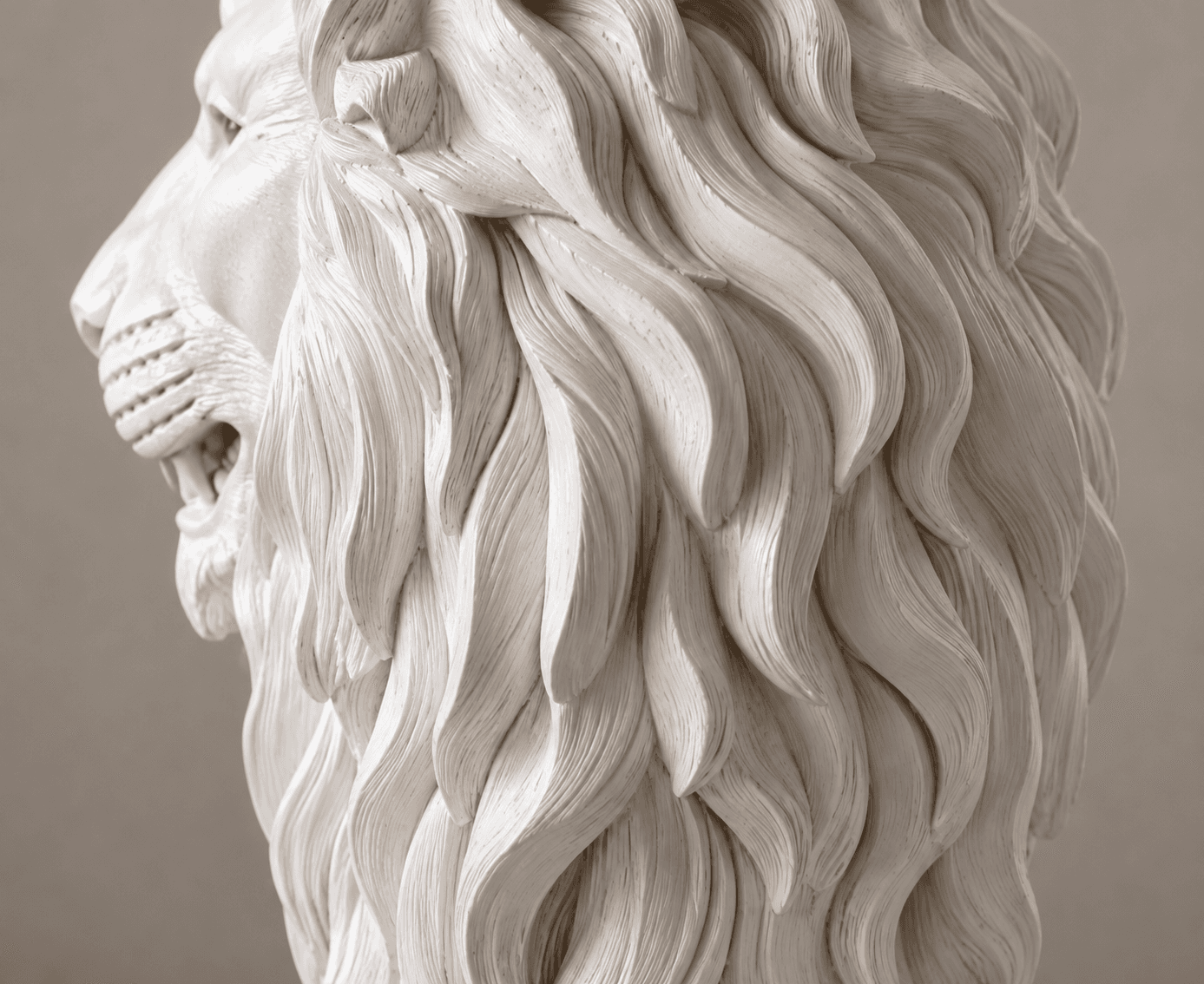 Luxury Lion Head Sculpture | Majestic White Lion Bust Home Decor 5